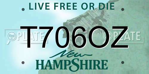 T706OZ New Hampshire License Plate
