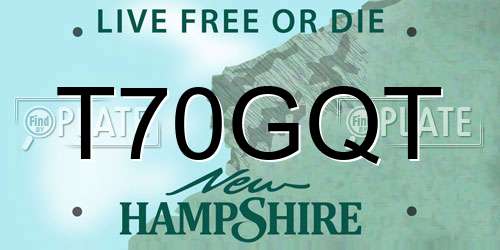 T70GQT New Hampshire License Plate