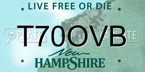 T70OVB New Hampshire License Plate