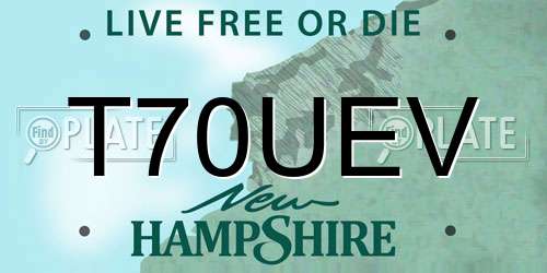 T70UEV New Hampshire License Plate