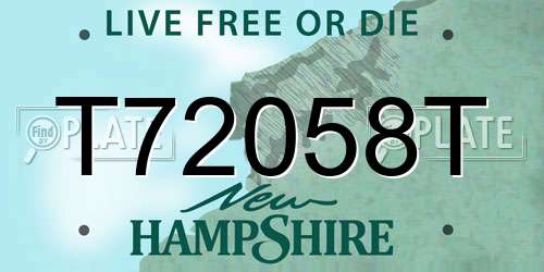 T72058T New Hampshire License Plate