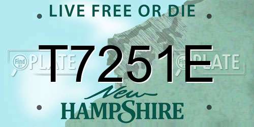 T7251E New Hampshire License Plate