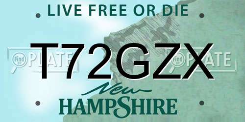 T72GZX New Hampshire License Plate