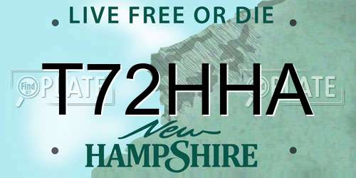 T72HHA New Hampshire License Plate