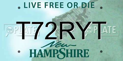 T72RYT New Hampshire License Plate