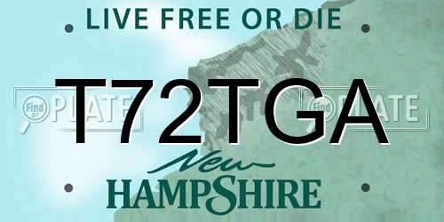 T72TGA New Hampshire License Plate