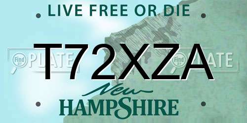 T72XZA New Hampshire License Plate