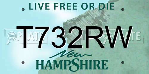 T732RW New Hampshire License Plate