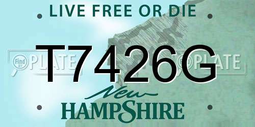T7426G New Hampshire License Plate