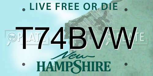 T74BVW New Hampshire License Plate