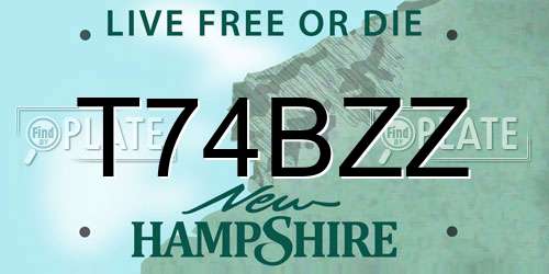 T74BZZ New Hampshire License Plate