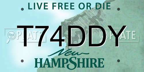 T74DDY New Hampshire License Plate