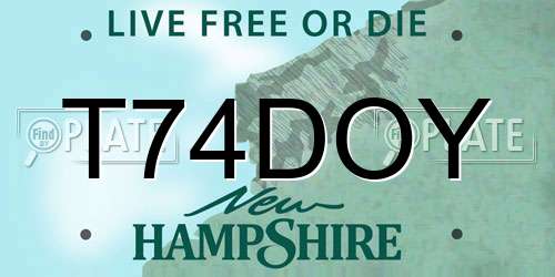 T74DOY New Hampshire License Plate