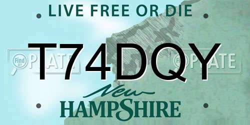 T74DQY New Hampshire License Plate