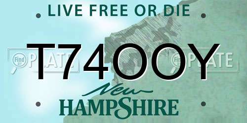 T74OOY New Hampshire License Plate
