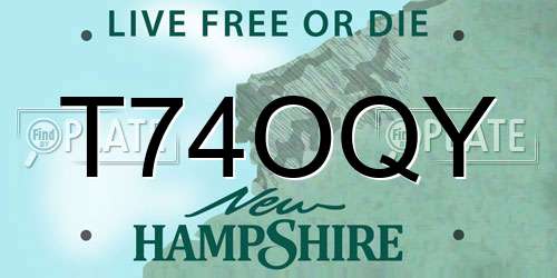 T74OQY New Hampshire License Plate
