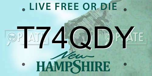 T74QDY New Hampshire License Plate