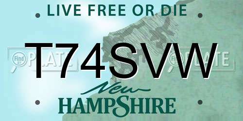 T74SVW New Hampshire License Plate