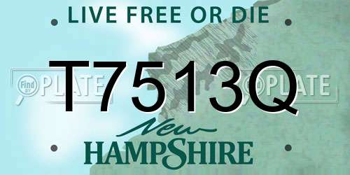 T7513Q New Hampshire License Plate