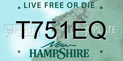 T751EQ New Hampshire License Plate