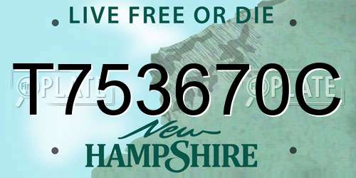 T753670C New Hampshire License Plate