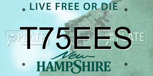 T75EES New Hampshire License Plate