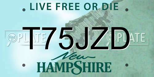 T75JZD New Hampshire License Plate
