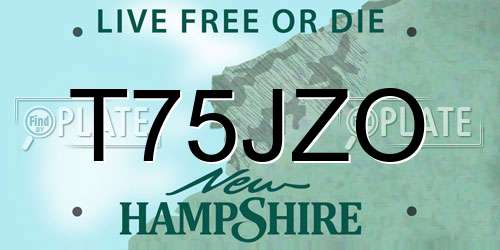 T75JZO New Hampshire License Plate