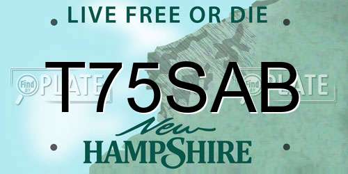 T75SAB New Hampshire License Plate
