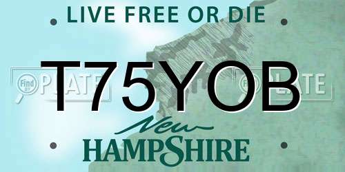 T75YOB New Hampshire License Plate