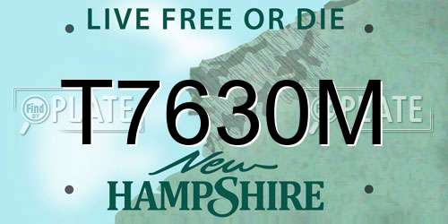 T7630M New Hampshire License Plate