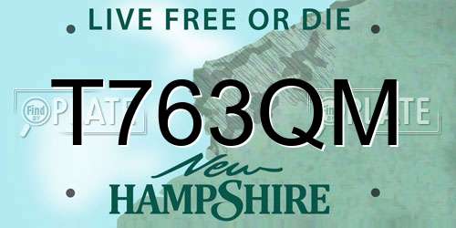 T763QM New Hampshire License Plate