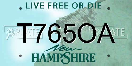 T765OA New Hampshire License Plate