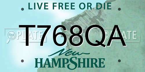 T768QA New Hampshire License Plate