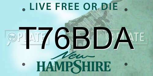 T76BDA New Hampshire License Plate