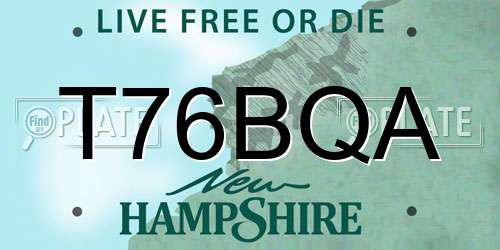 T76BQA New Hampshire License Plate