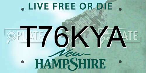 T76KYA New Hampshire License Plate
