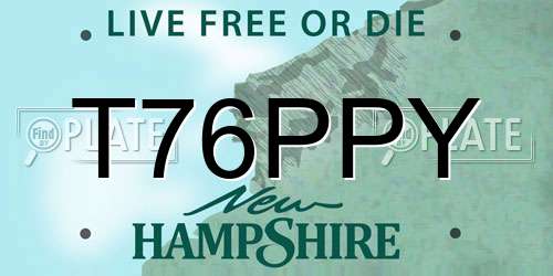 T76PPY New Hampshire License Plate