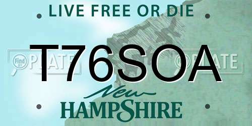 T76SOA New Hampshire License Plate