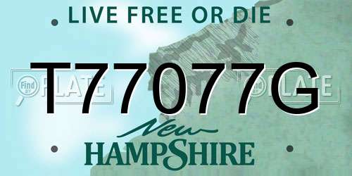 T77077G New Hampshire License Plate