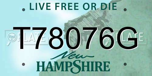 T78076G New Hampshire License Plate