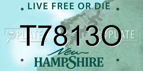T7813O New Hampshire License Plate