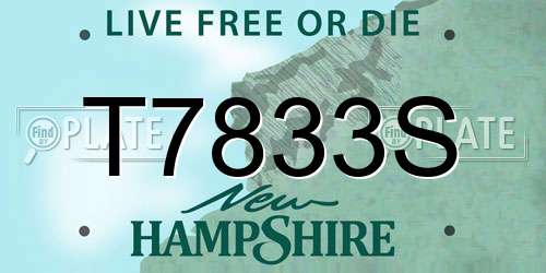 T7833S New Hampshire License Plate