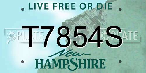 T7854S New Hampshire License Plate