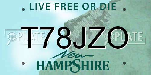 T78JZO New Hampshire License Plate