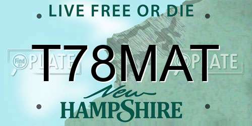 T78MAT New Hampshire License Plate