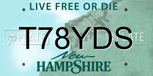 T78YDS New Hampshire License Plate