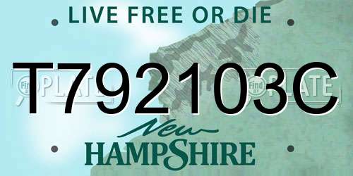 T792103C New Hampshire License Plate