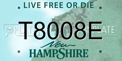 T8008E New Hampshire License Plate
