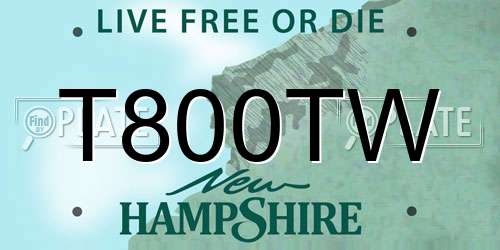 T800TW New Hampshire License Plate